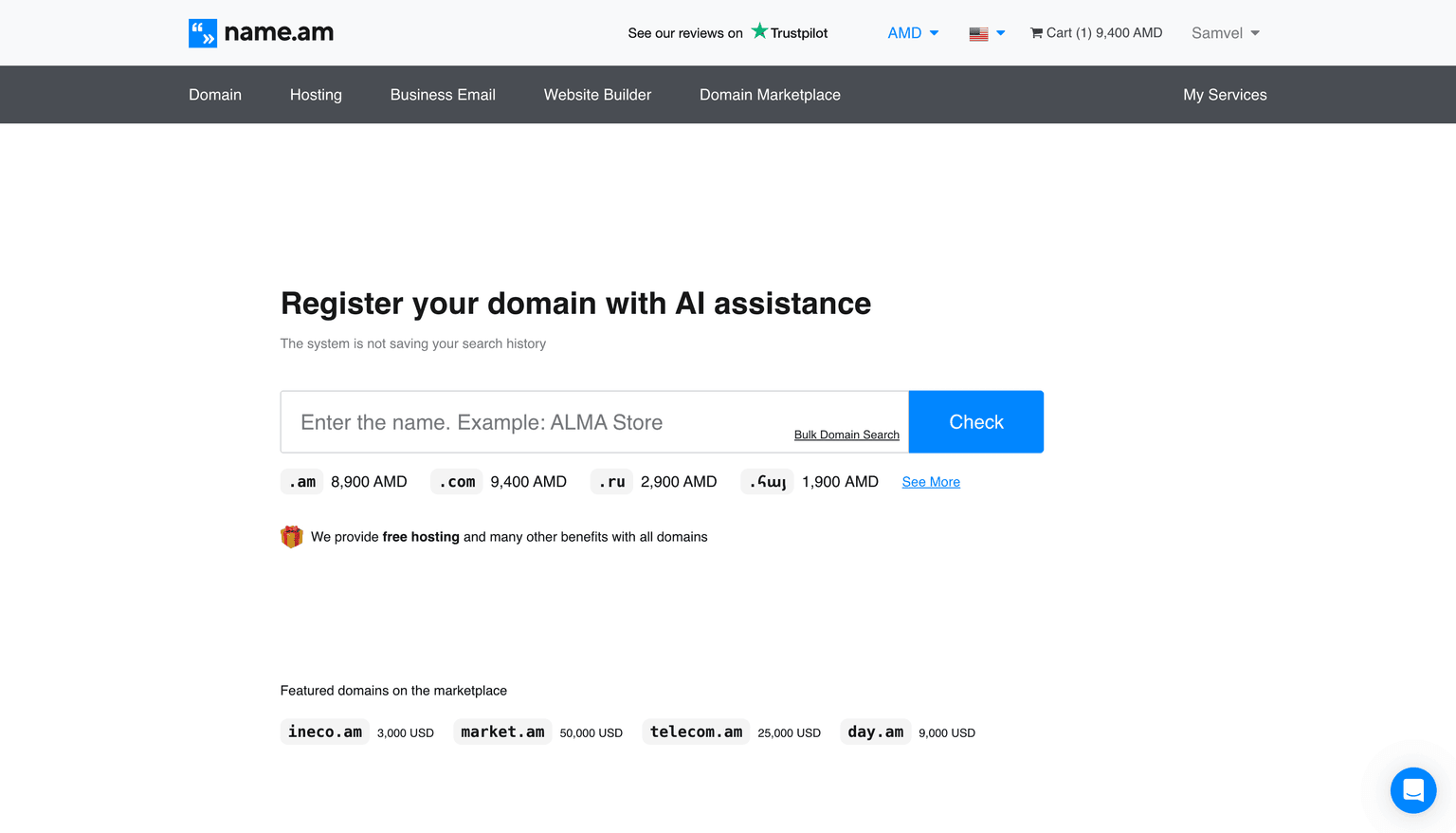 Name.am Homepage