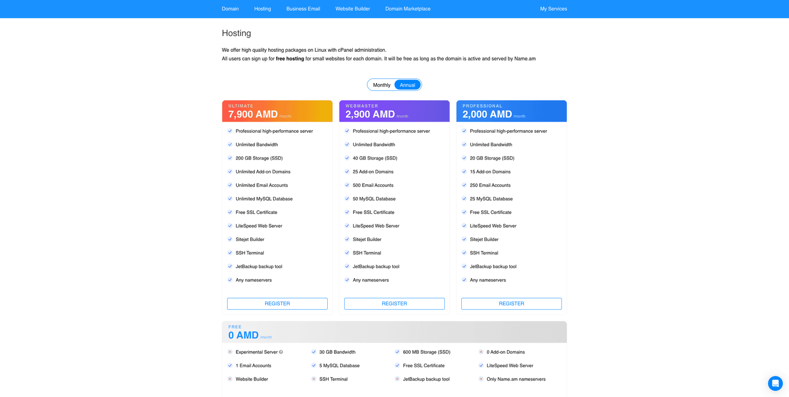 Name.am Hosting Page