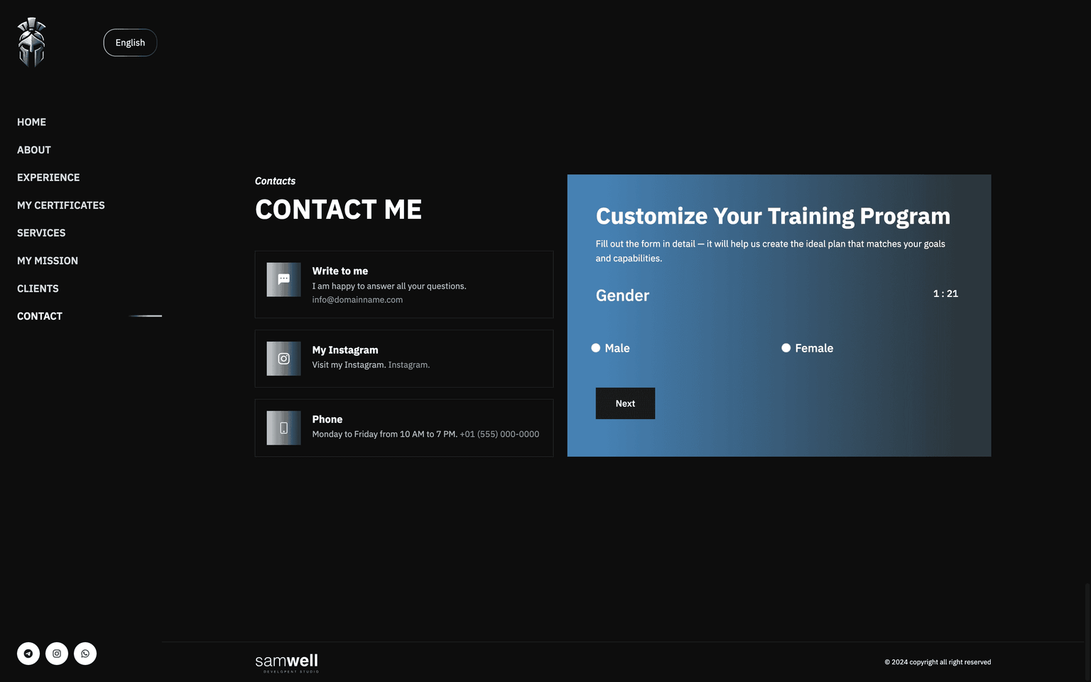 Screenshot of the TheOne testing page