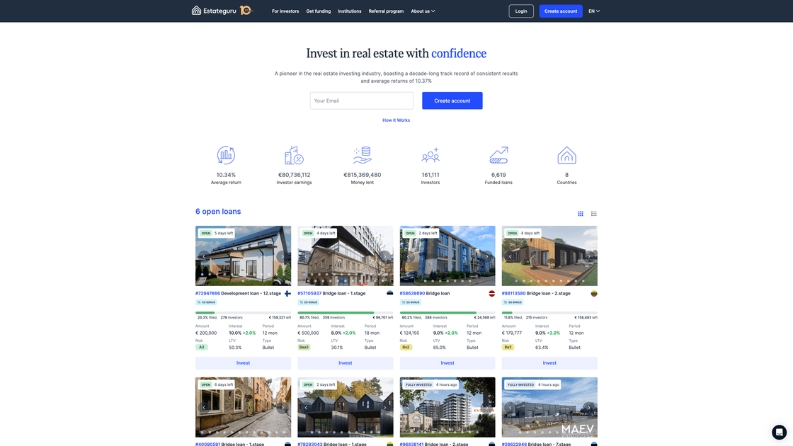 EstateGuru Dashboard